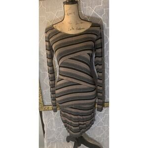 Max Studio Body Con Fitted Striped Sheath Dress Geometric Sz XS stretch Cocktail